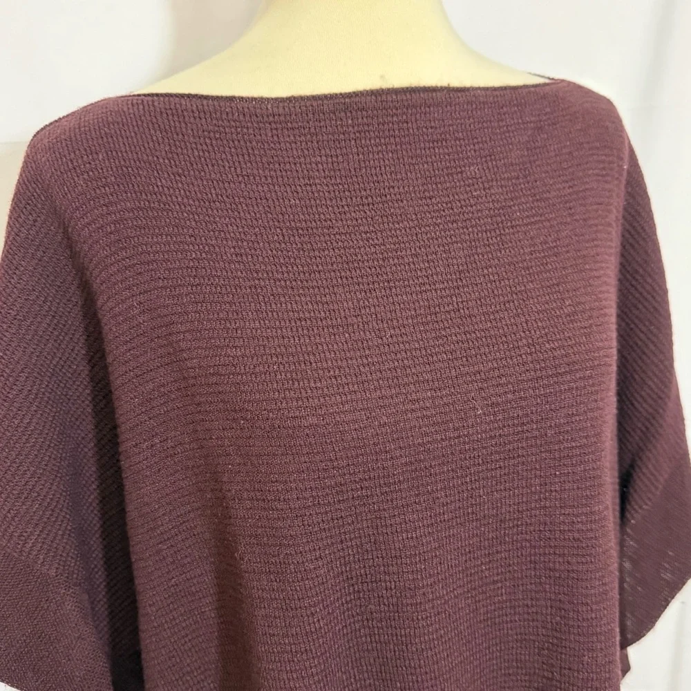 New York & Company Deep Burgundy Boatneck Poncho Sweater - Picture 6 of 12